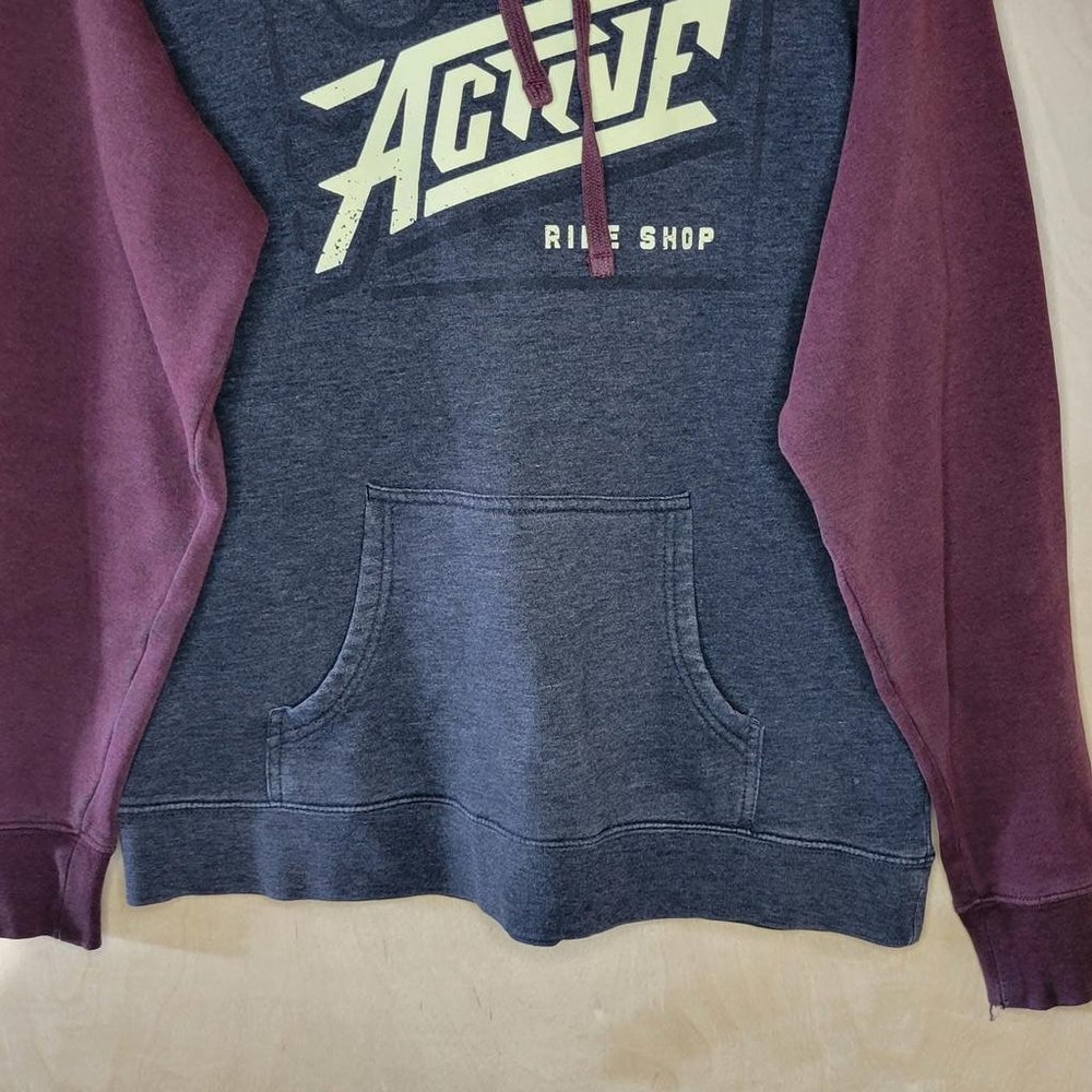 Active Rideshop Gray Burgundy Fleece Sweashirt Pullover Hoodie Men Size S - Picture 8 of 10